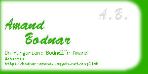 amand bodnar business card